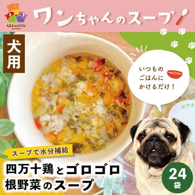 いつものごはんにかけるだけ!四万十鶏とゴロゴロ根野菜のスープ24袋セット【ペットフード】26-090