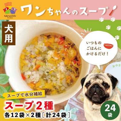 いつものごはんにかけるだけ!スープ2種 各12袋×2種(計24袋)【ペットフード】26-091