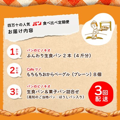 【3回定期便】ふんわり・もっちり美味しい!四万十の人気パン食べ比べ定期便 26