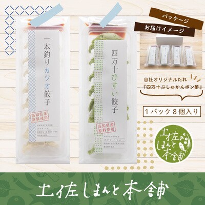 【3回定期便】四万十ひすい餃子・一本釣りかつお餃子(8ヶ×2パック×2種)たれ付にんにく不使用26