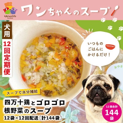 【12回定期便】四万十鶏とゴロゴロ根野菜スープ 12袋セット×12回(合計144袋)ペットフードR6