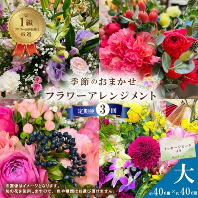 【3回定期便】＜1級フラワー装飾技能士厳選＞季節のおまかせフラワーアレンジメント【生花】(大)26