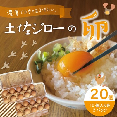 濃厚でコクのある味わい!のびのび育った土佐ジローの自然卵20個(10個入り×2P) 007-0002
