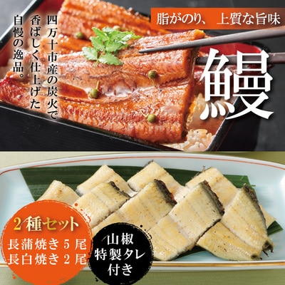 【土用の丑の日までにお届け】25-369U.＜四万十食品＞うなぎ蒲焼　長焼5尾+白焼2尾/F