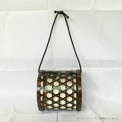 【ハンドメイド】竹細工 トイレットペーパー入れ大(横)26