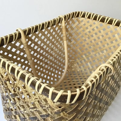 【ハンドメイド】竹細工 虎竹四ツ目買い物篭 26