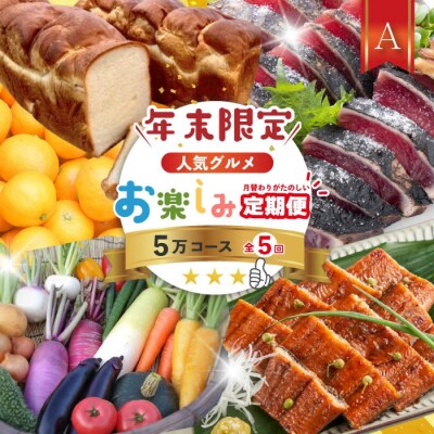 【年末限定・5回定期便】四万十の人気グルメお楽しみ しまんとふるさと定期便5万円Aコース