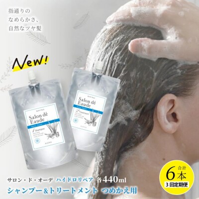 【3回定期便】サロン・ド・オーデ ハイドロリペア シャンプー&トリートメントつめかえ用2点セット