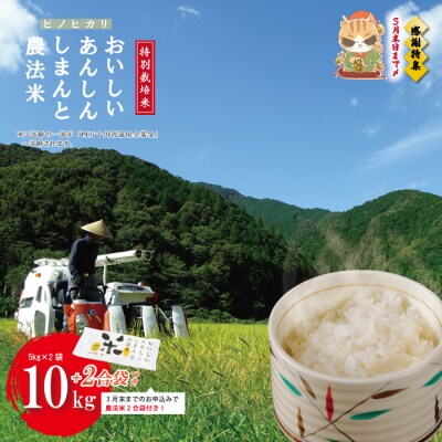 【感謝 期間限定 2合袋つき】しまんと農法米 ヒノヒカリ 10kg 2合袋付き 26