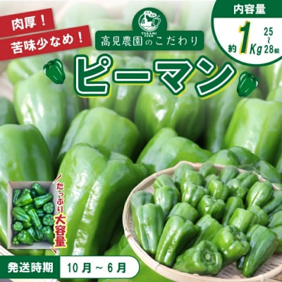 苦味が少なくておいしい!高見農園のこだわり・新鮮ピーマン1kg【発送時期:10月～6月】