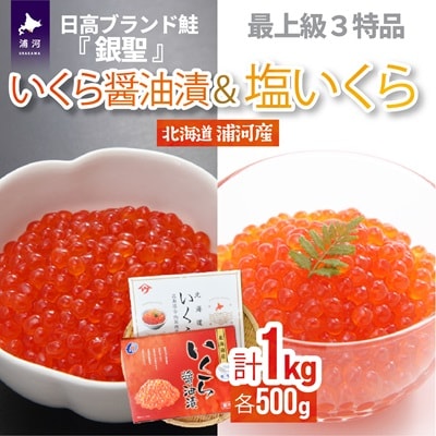 銀聖いくら醤油漬(500g)と塩いくら(500g)セット[02-046]