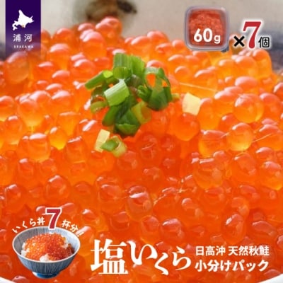 【ブリスモーク&鮭スティック付】北海道日高産 塩いくら小分けパック(60g×7) [15-542]