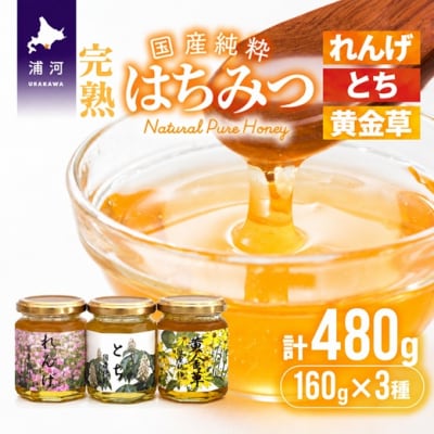 国産純粋完熟はちみつ小瓶セット(れんげ・とち・黄金草)[16-1052]