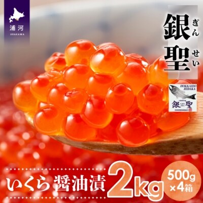 前浜産ブランド銀毛鮭天然「銀聖」いくら醤油漬500g×4箱[02-299]