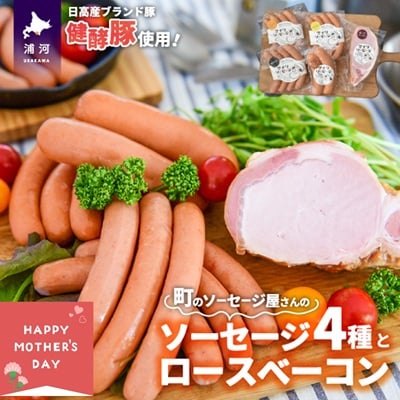 【母の日対応】町のソーセージ屋さん「ソーセージ4種とベーコン(計660g)」セット[09-1253]