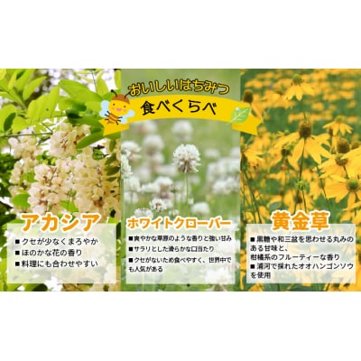 国産純粋完熟はちみつ3種セット(アカシア・クローバー・黄金草)ご家庭用計1.5kg[16-1320]