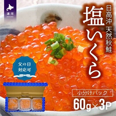 【父の日対応】【秋鮭山漬切身付】北海道日高産 塩いくら小分けパック(60g×3) [15-1458]