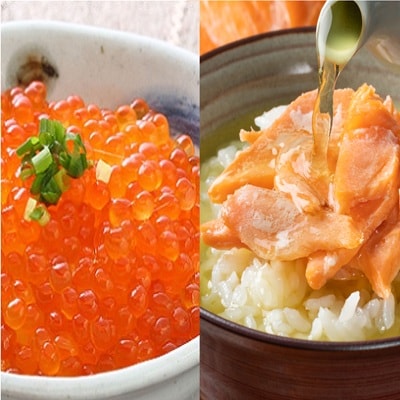 北海道日高産「塩いくら」&「【秋鮭】だし茶漬けの素」のセット各2P [01-1471]