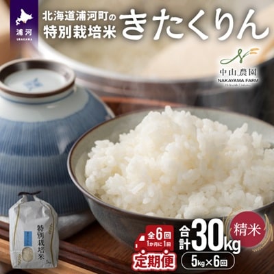 【先行受付!】浦河の特別栽培米「きたくりん」精米(5kg×1袋)定期便(全6回)[37-1494]