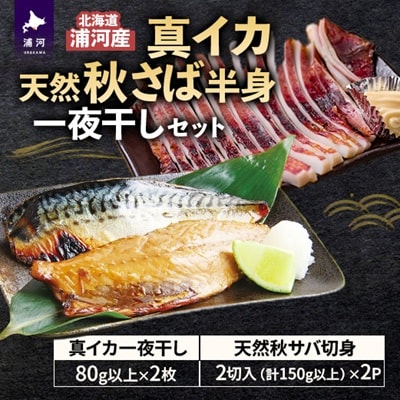 浦河前浜の恵み!真イカ&天然秋さば半身の一夜干しセット[08-1527]