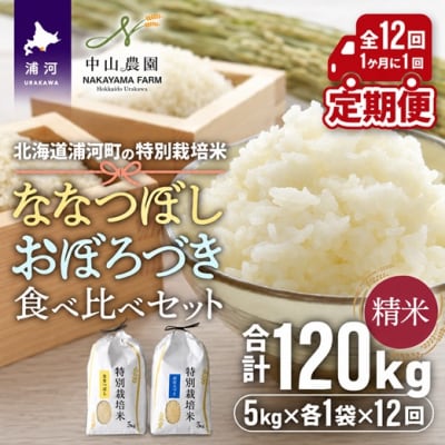 浦河町特別栽培米「ななつぼし&おぼろづき」食べ比べ定期便(計10kg)(全12回)[37-1656]