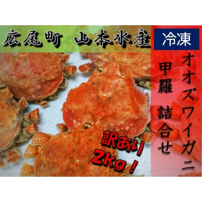 【訳あり】オオズワイガニ甲羅　1kg×2袋【かに　冷凍　甲羅　カニみそ】(K0014)