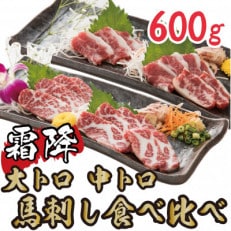 霜降り馬刺しの食べ比べ600g  大トロ馬刺し・中トロ馬刺し各300g(水俣市)B-19