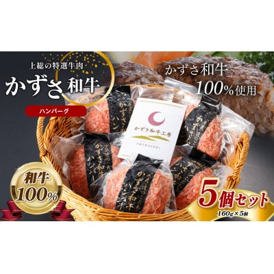 国産 和牛「かずさ和牛ハンバーグ」160g×5個セット 化粧箱入り