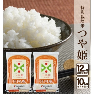 【毎月定期便】特別栽培米 つや姫【精米】10kg(5kg×2袋)全12回