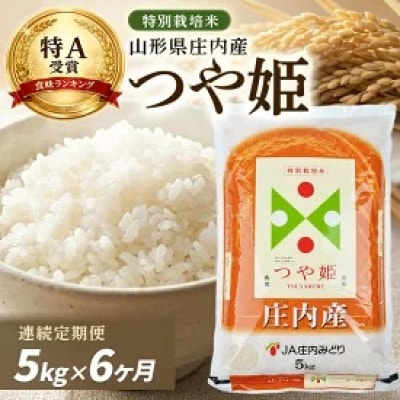 【毎月定期便】特別栽培米 つや姫【精米】5kg全6回