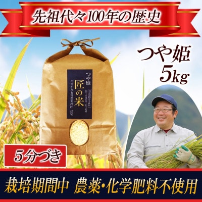 【栽培期間中農薬不使用】つや姫《5ぶづき》5kg 大粒LLサイズ以上厳選 精米仕立て 令和8年産