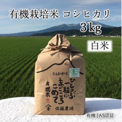 有機栽培米コシヒカリ3kg(白米)