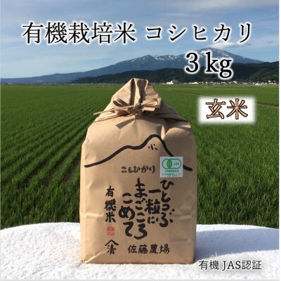 有機栽培米コシヒカリ3kg(玄米)