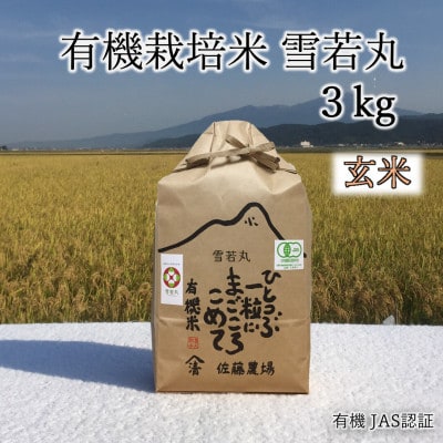 有機栽培米雪若丸3kg(玄米)