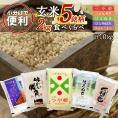 【玄米5銘柄食べ比べ】はえぬき・つや姫・あきたこまち・コシヒカリ・ひとめぼれ 各2kg 計10kg