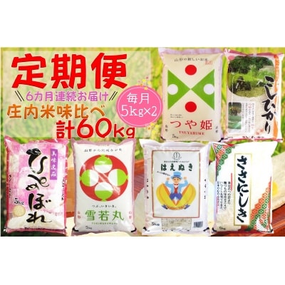 2022年5月発送開始『定期便』庄内米味比べ 5kg×2 全6回