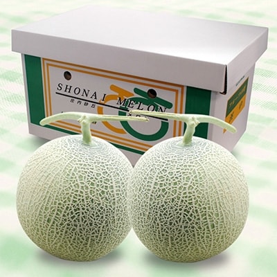 庄内砂丘メロン 浜中の農家が厳選した「クインシーメロン(赤肉)2玉」約3.5kg 化粧箱入