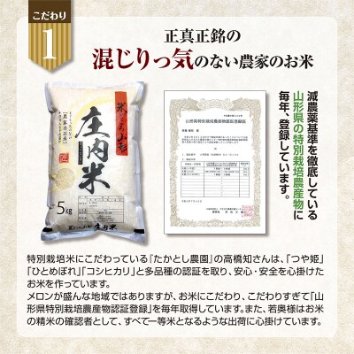 酒田の若手就労者が頑張っているお米 特別栽培米つや姫10kg(5kg+5kg)令和4年産
