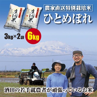 酒田の若手就労者が頑張っているお米　特別栽培米ひとめぼれ6kg(3kg+3kg)令和5年産