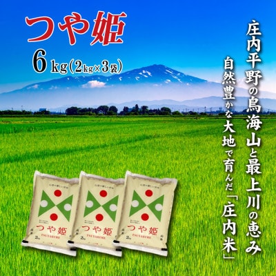 【2023年4月中旬発送】【令和4年産】山形県の米どころ庄内平野の庄内米　つや姫2kg×3袋