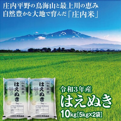2022年1月発送 【令和3年産】山形県の米どころ庄内平野産 はえぬき5kg×2袋=10kg