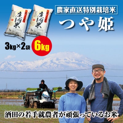 酒田の若手就労者が頑張っているお米　特別栽培米つや姫6kg(3kg+3kg)令和5年産