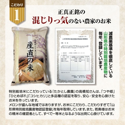 酒田の若手就労者が頑張っているお米　特別栽培米つや姫6kg(3kg+3kg)令和5年産