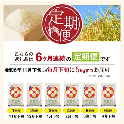 【発送月固定定期便】　雪若丸　無洗米　全6回