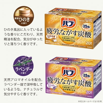 花王バブ20錠入×4箱(ゆず、森、ひのき、ラベンダーの香り)