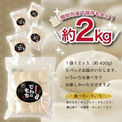 特別栽培米で作った丸もち12ヶ入×5パック　合計約2kg