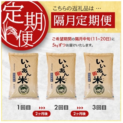 【2ヵ月毎定期便】「いいあん米」はえぬき無洗米5kg全3回