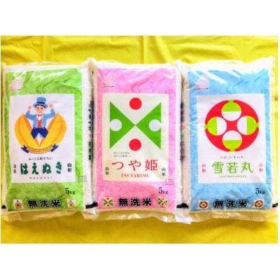 【発送月固定定期便】無洗米味比べ　1・4月はえぬき/2・5月雪若丸/3・6月つや姫各5kg全6回