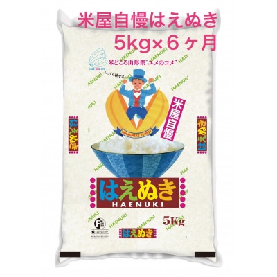 【毎月定期便】米屋自慢はえぬき5kg全6回
