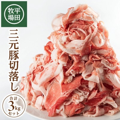 【平田牧場】三元豚◆切落し 3kg(600g×5)